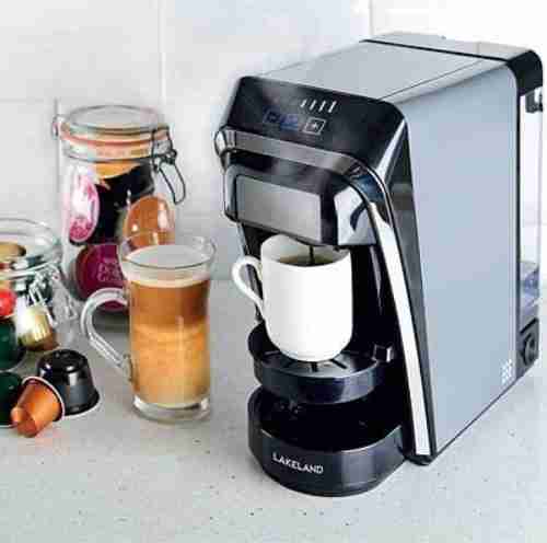 Lakeland 2-in-1 Coffee Pod Machine Dark Grey Compatible with Nespresso