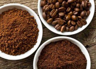 Different types of coffee grinds