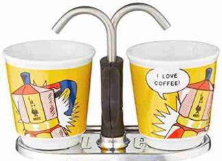 bialetti mini express lichtenstein moka set includes coffee maker 2 cup