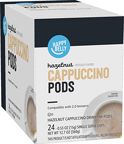 amazon brand happy belly cappuccino coffee pods compatible with 20 k cup
