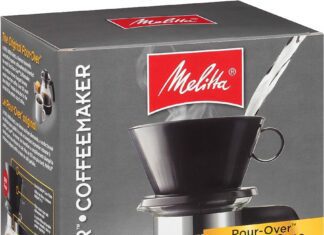 melitta pour over coffee brewer with glass carafe