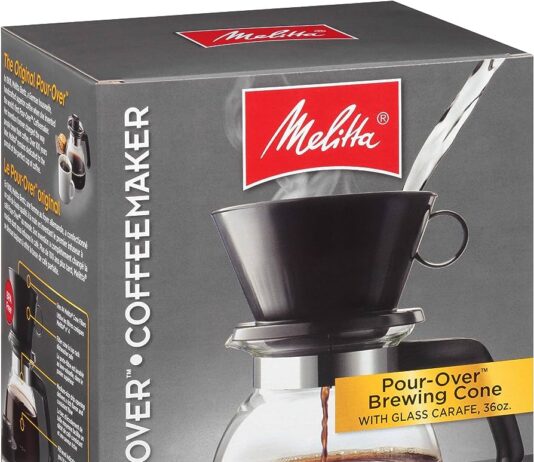 melitta pour over coffee brewer with glass carafe