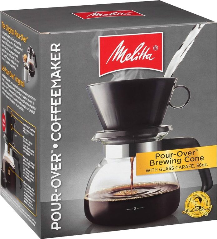 melitta pour over coffee brewer with glass carafe