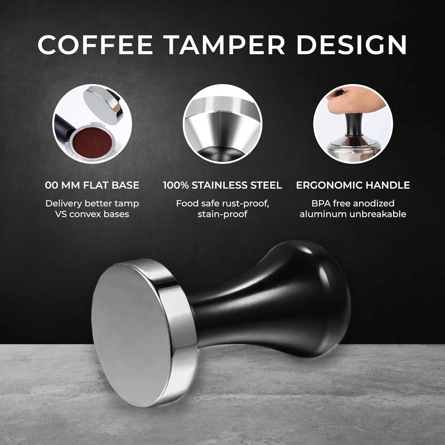 Baristas Dream Coffee Set: Premium Accessories for Perfect Espresso and cappuccino Milk Frother cup 12oz (350 ml), Stainless Steel Jug + Tamper 51 mm