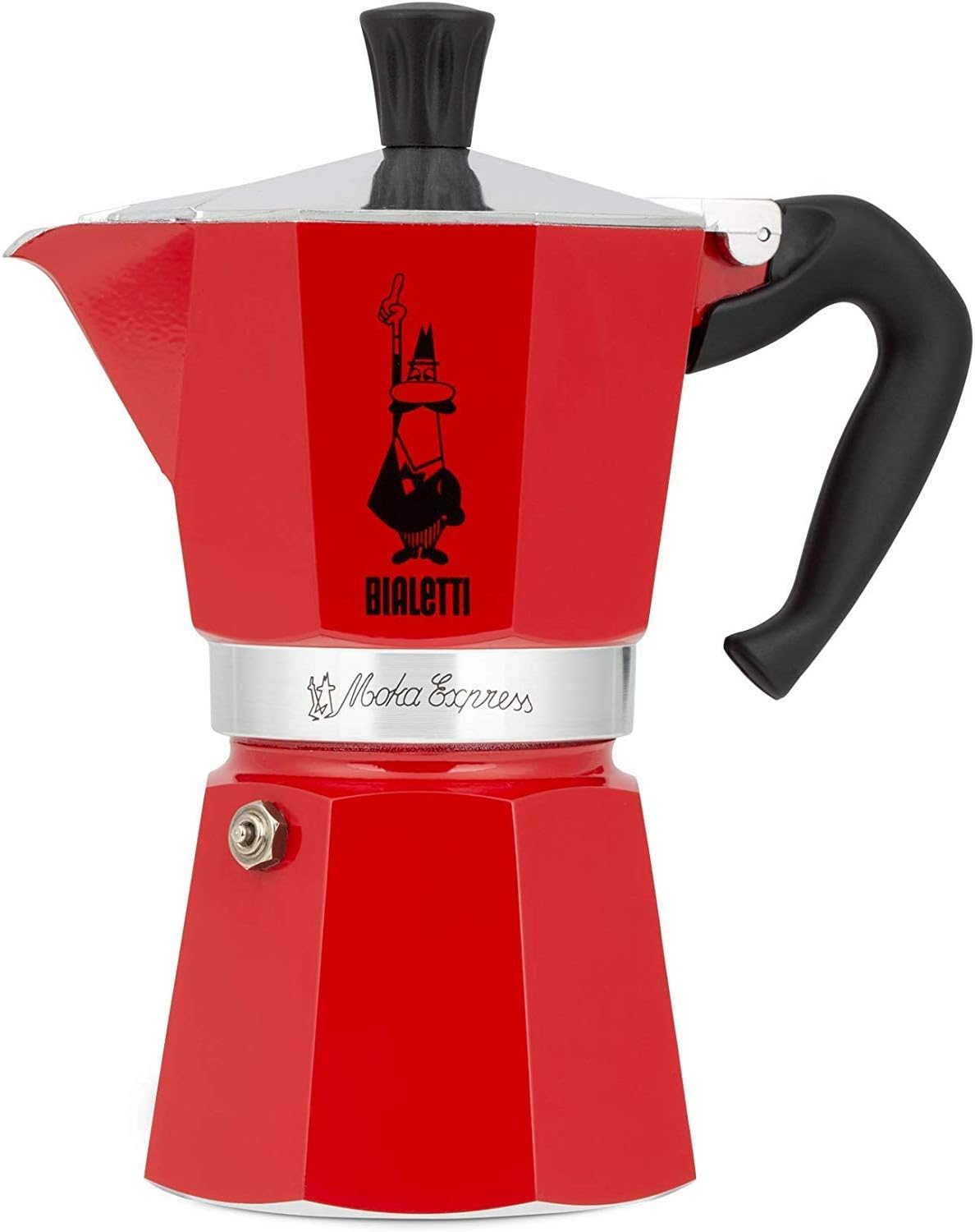 Bialetti - Moka Espress: Iconic Stovetop Espresso Maker, Makes Real Italian Coffee, Moka Pot 6 Cups (6 Oz), Aluminium, Red