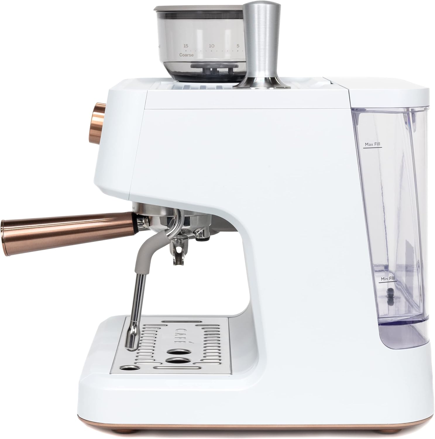 Café Bellissimo Semi Automatic Espresso Machine + Milk Frother | WiFi Connected, Smart Home Kitchen Essentials | Built-In Bean Grinder, 15-Bar Pump  95-Ounce Water Reservoir | Matte White