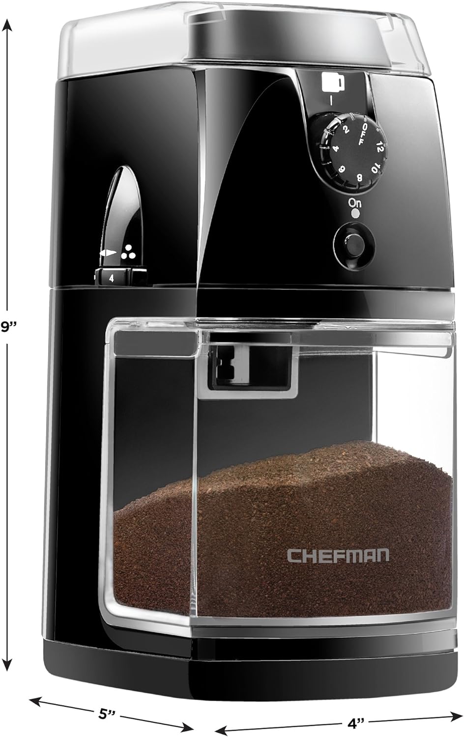 Chefman Conical Burr Coffee Grinder, Create The Boldest  Most Flavorful Grind With 31 Settings From Coarse To Extra Fine, One-Touch Digital Control  9.7-oz Bean Capacity, Black