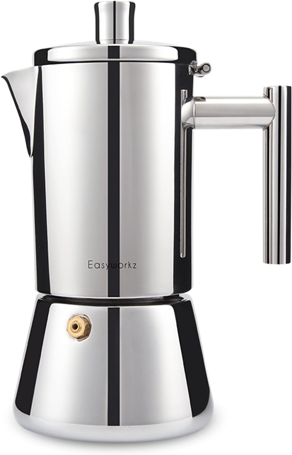 Easyworkz Diego Stovetop Espresso Maker Stainless Steel Italian Coffee Machine Maker 4Cup 6.8 oz Induction Moka Pot