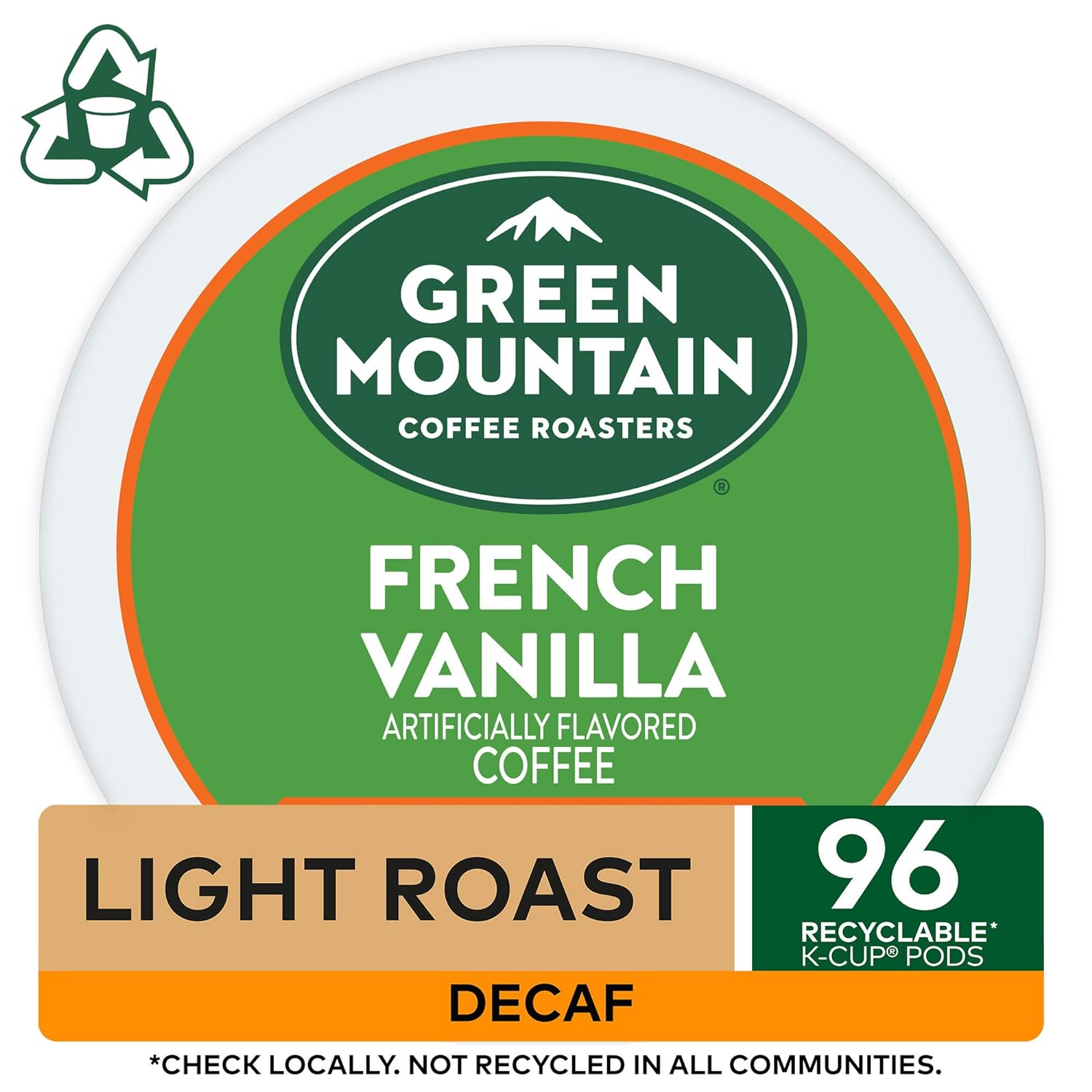 Green Mountain Coffee Roasters French Vanilla Coffee, Keurig Single-Serve K-Cup pods, Light Roast, 96 Count (4 Packs of 24)