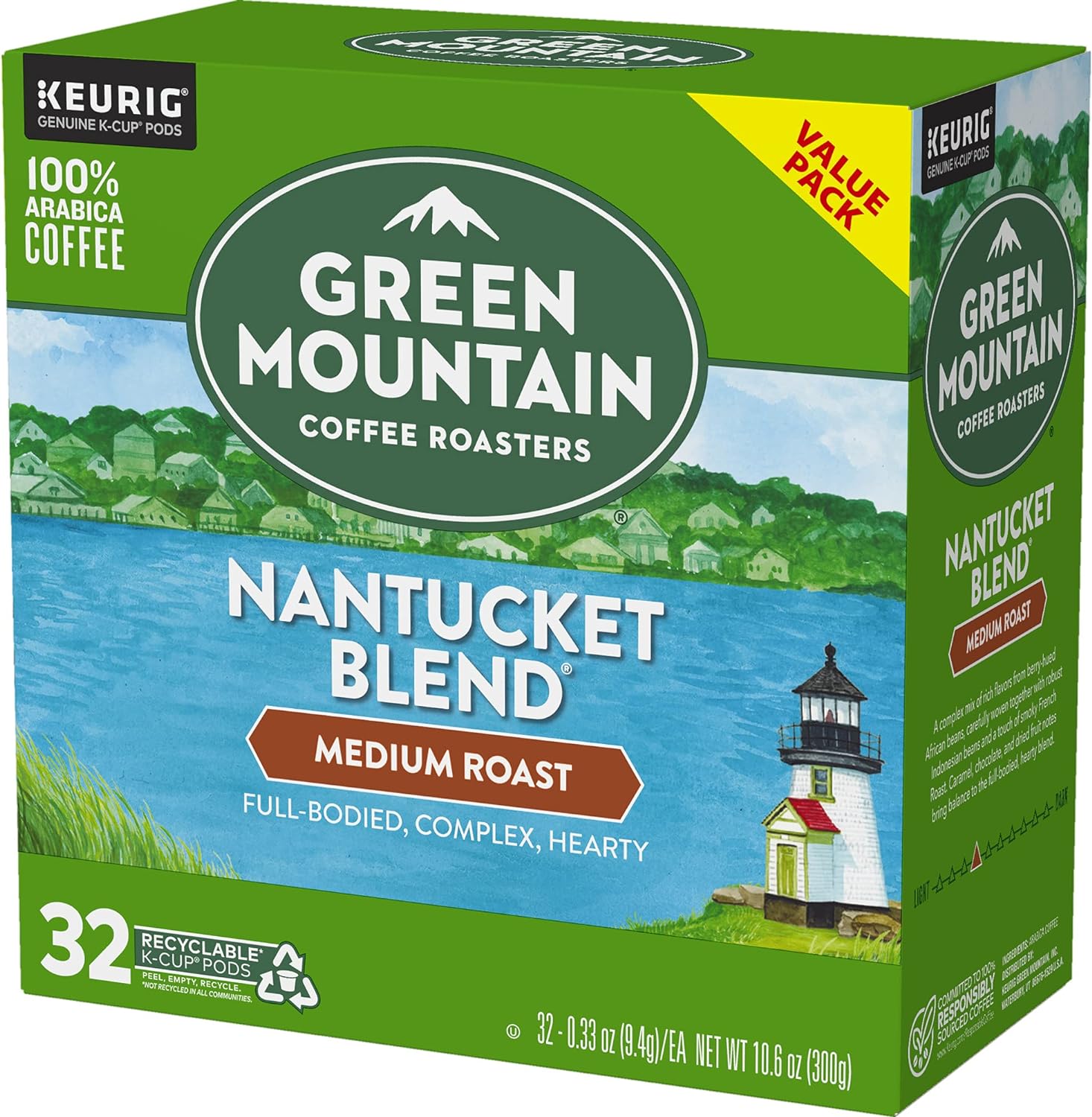 Green Mountain Coffee Roasters Nantucket Blend, Single-Serve Coffee K-Cup Pods, Medium Roast, 32 Count