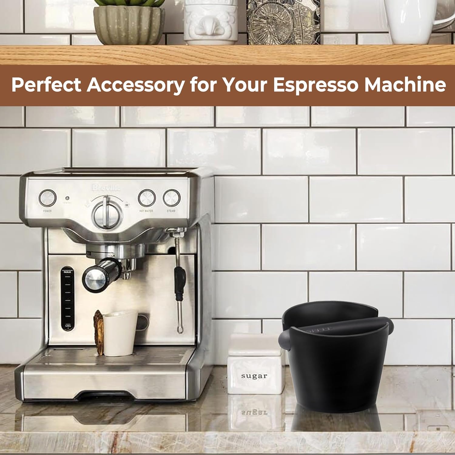 Knock Box Espresso Machine Accessories, 4.5 Inch Barista Style Coffee Knock Box for Grounds with Removable Shock-Absorbent Knock Bar and Anti-Slip Base, Durable Espresso Dump Bin for Home/Office