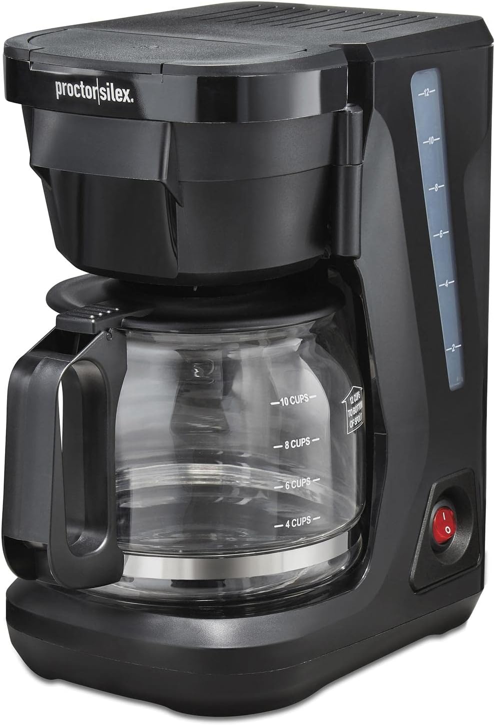 Proctor Silex FrontFill Drip Coffee Maker, Digital  Programmable, 12 Cup Glass Carafe, Black and Silver (43685PS)