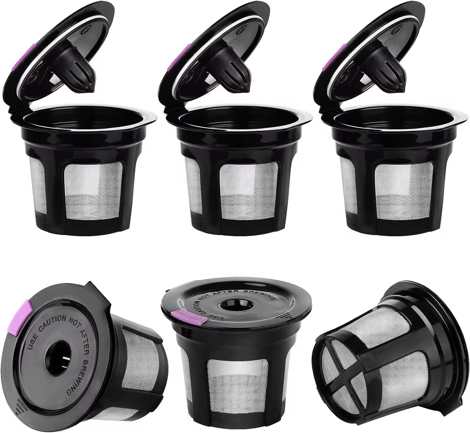 Reusable K Cups for Keurig, 6 Pack K Cup Reusable Coffee Pods with BPA Free Plastic, Refillable K Cup Coffe Pods with 304 Mess, Compatible for Keurig 1.0  2.0 Brewers (6-pack)
