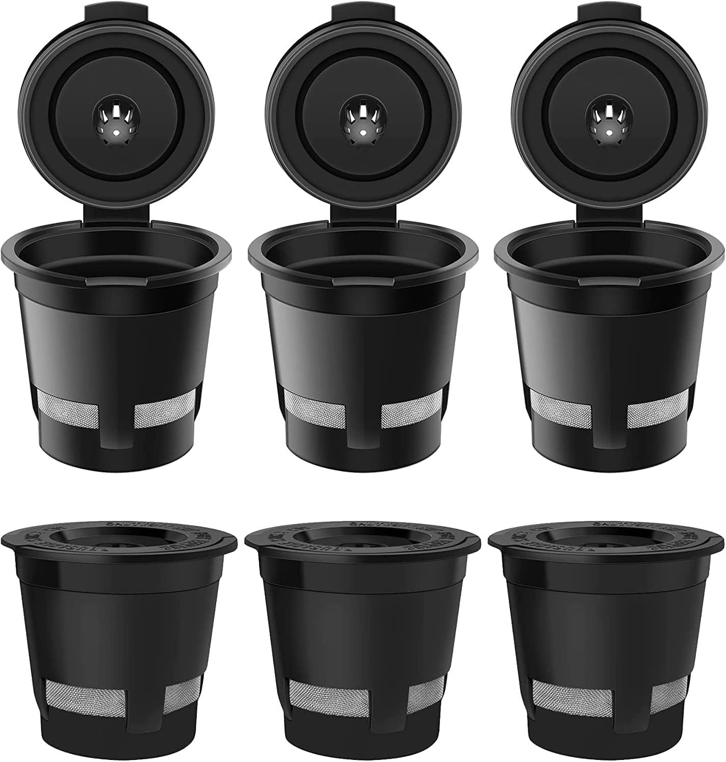 Reusable K Cups for Keurig, EZBASICS Reusable Coffee Filters Refillable Single Serve Coffee Maker, 3-Pack of Reusable Coffee Pods, Black