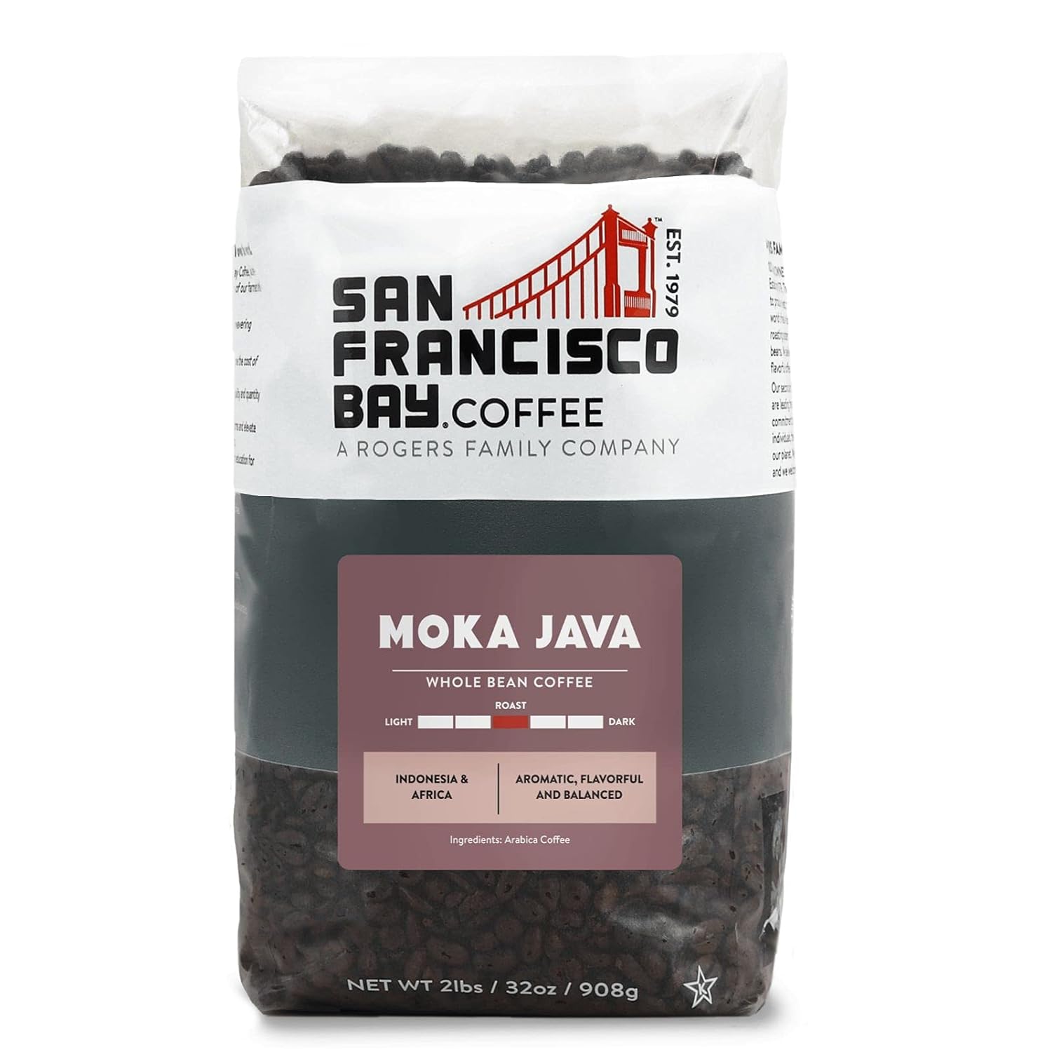 San Francisco Bay Whole Bean Coffee - Moka Java (2lb Bag), Medium Roast