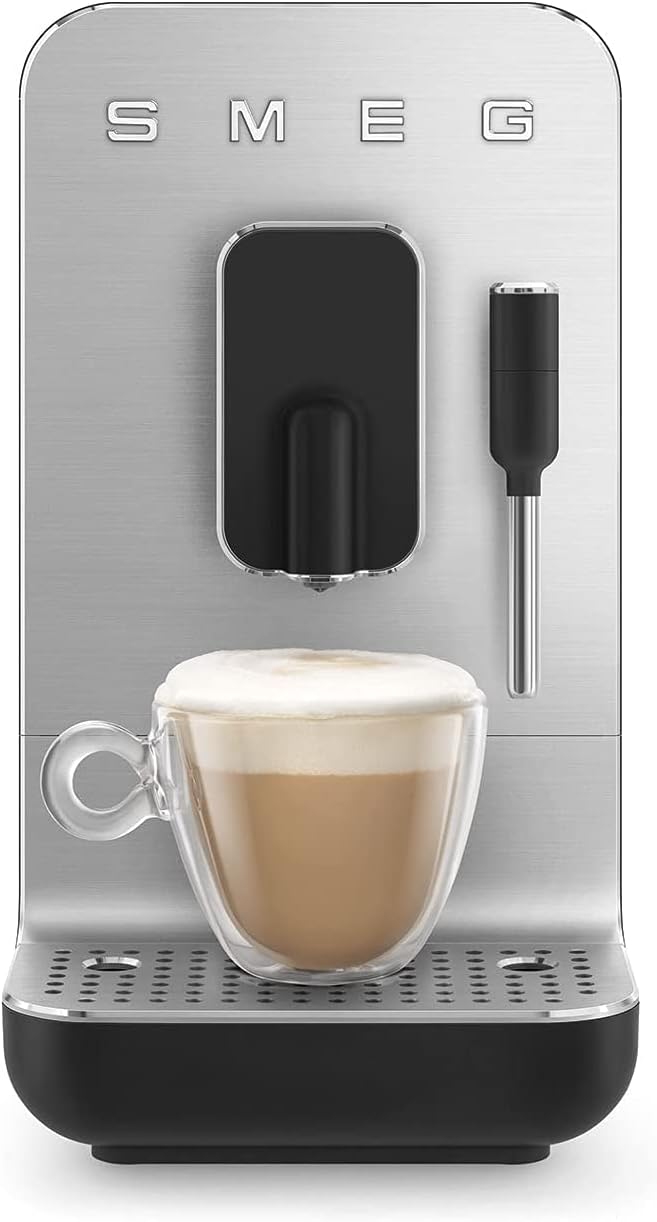 SMEG Fully Automatic Coffee Machine with Steam, Black BCC02BLMUS, Large