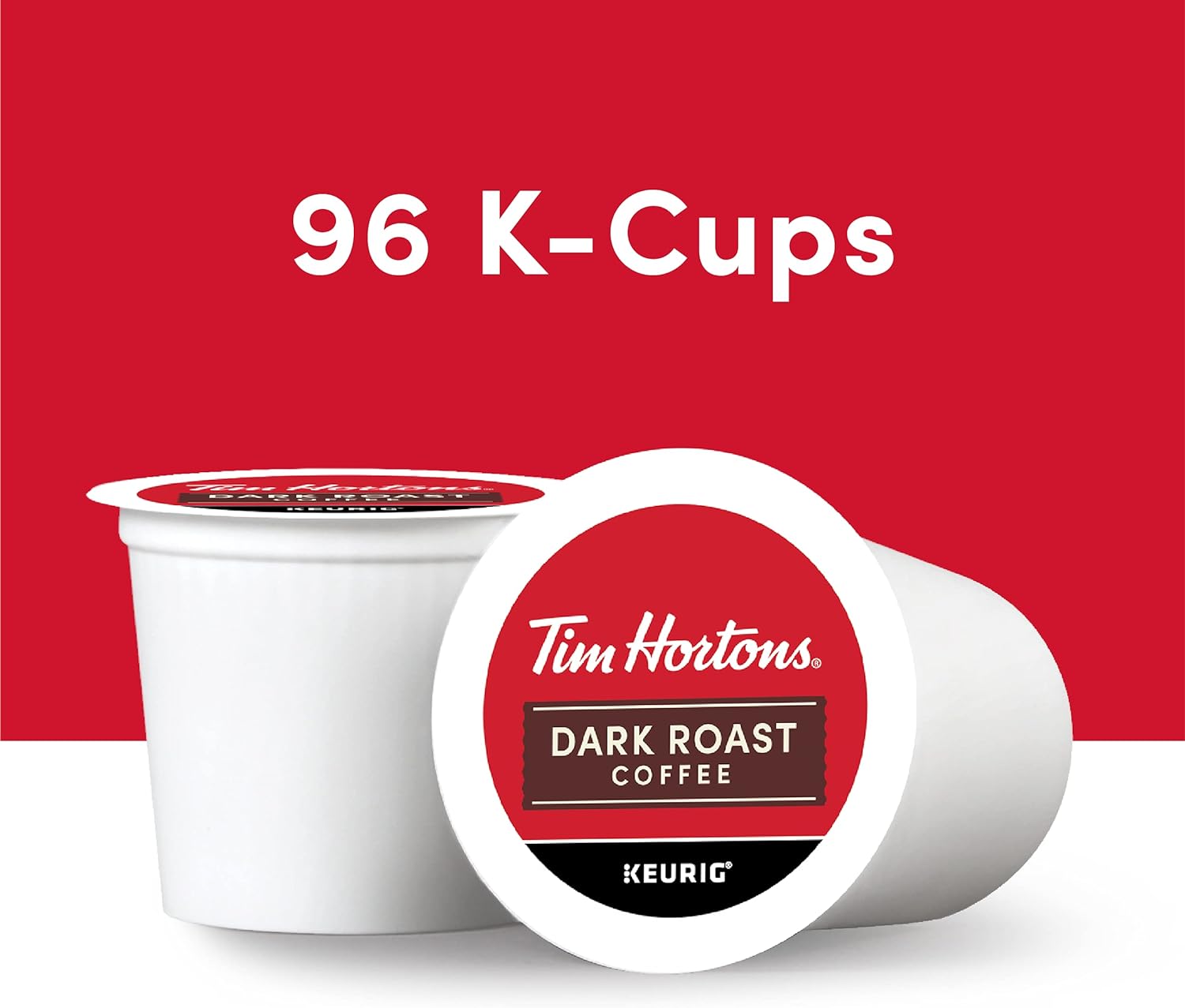 Tim Hortons Dark Roast Coffee, Single-Serve K-Cup Pods Compatible with Keurig Brewers, 96ct K-Cups, Red -24 Count (Pack of 4)