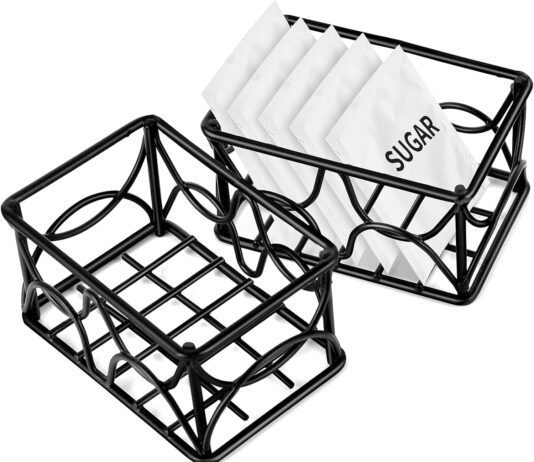 2 Pieces Black Metal Sugar Packet Holder Review 2 pieces black metal sugar packet holder tea bag organizer sugar caddy holder small sugar container coffee creamer holde