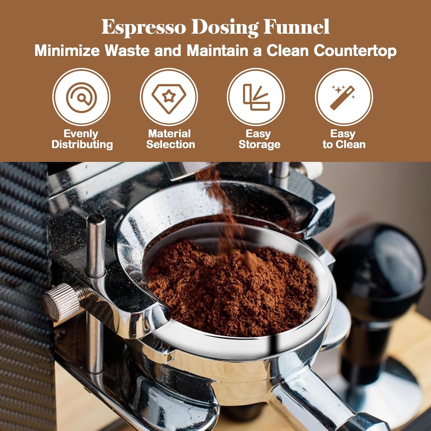 51mm Espresso Accessories Kit, WDT Tool, Dosing Funnel and Puck Screen Set, Coffee Needle Distribution Stirrer, Portafilter Dosing Ring for Barista 51 mm