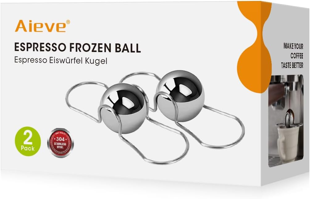 AIEVE Espresso Frozen Ball for Espresso Coffee, Stainless Steel Ice Sphere (2 Set)