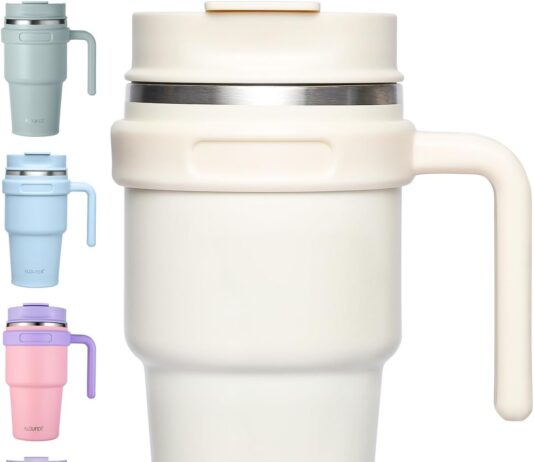 aloufea 20 oz insulated coffee mug tumbler with handle stainless steel travel mug tumbler with lid and strawdouble wall 