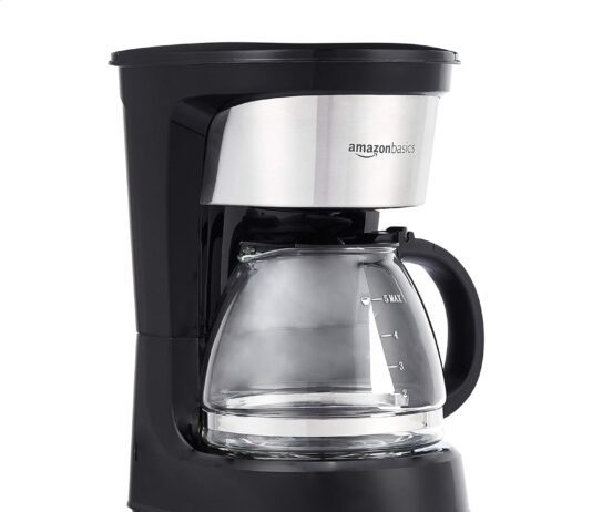 amazon basics 5 cup coffee maker with reusable filter black and stainless steel