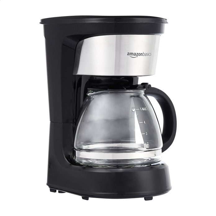 amazon basics 5 cup coffee maker with reusable filter black and stainless steel