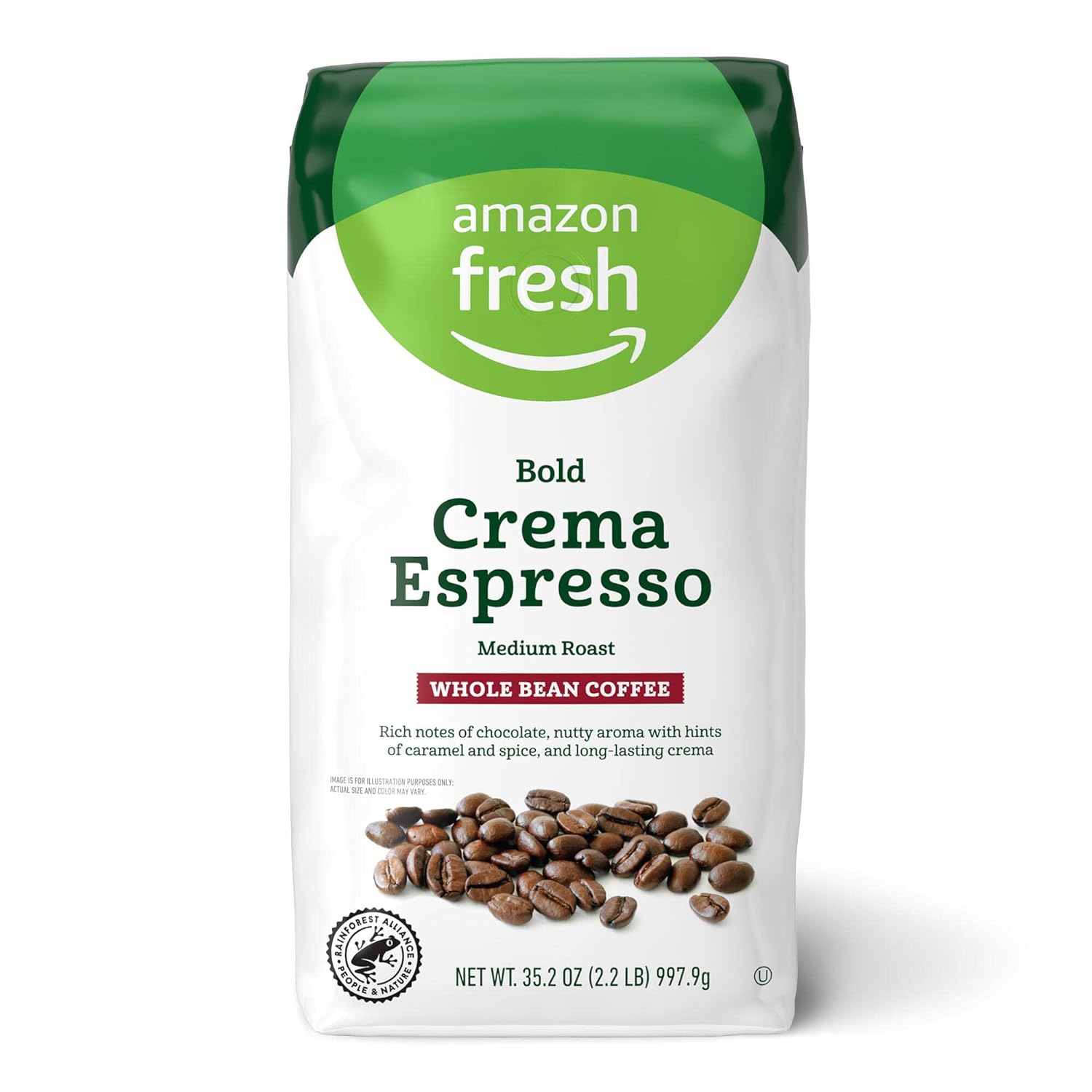 Amazon Fresh Bold Crema Espresso, Whole Bean, Medium Roast, 2.2 lb