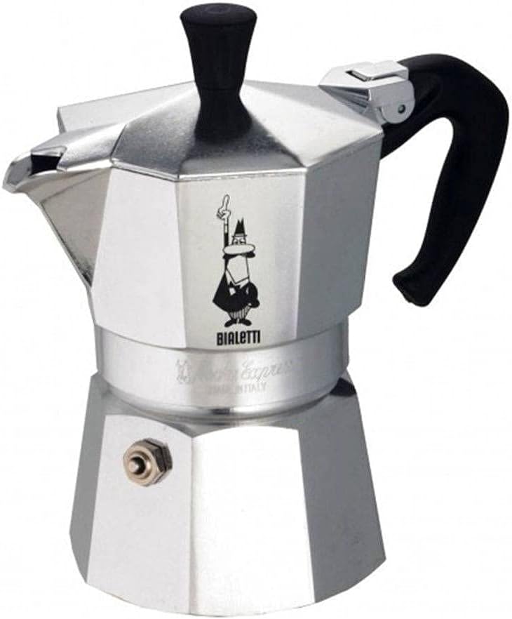 Bialetti - Moka Express: Iconic Stovetop Espresso Maker, Makes Real Italian Coffee, Moka Pot 1 Cup (2 Oz - 60 Ml), Aluminium, Silver