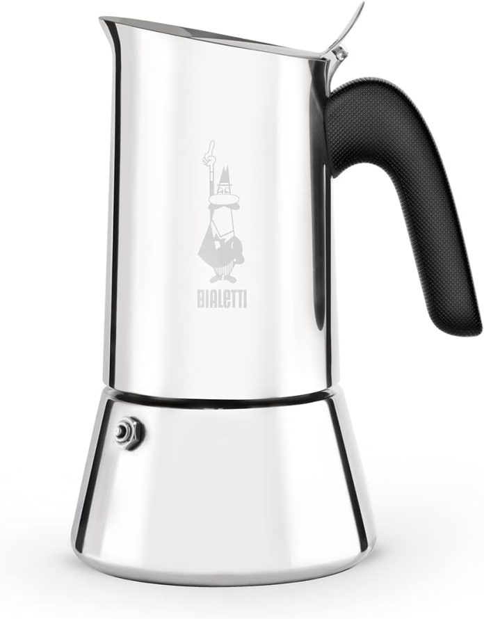 bialetti new venus induction stovetop coffee maker suitable for all types of hobs stainless steel 4 cups 57 oz silver
