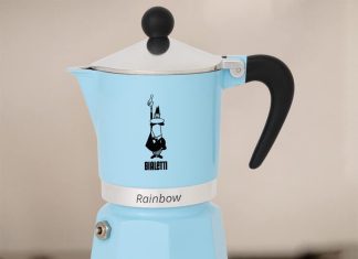bialetti rainbow stovetop espresso maker moka pot 6 cups 84 oz 250 ml aluminium light blue
