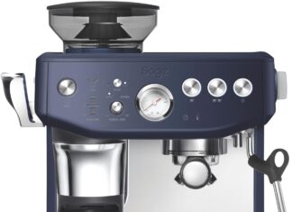 breville the barista express impress espresso machine damson blue bes876dbl large