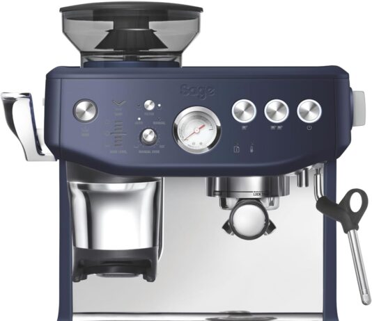 breville the barista express impress espresso machine damson blue bes876dbl large