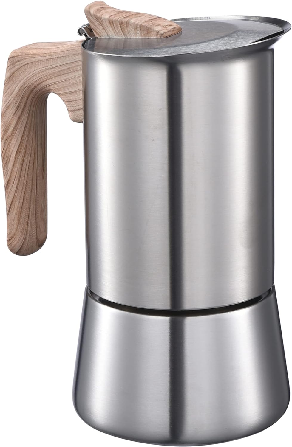 Bruntmor Stovetop Espresso Maker - Italian Coffee Pot, Stainless Steel - 5.51 D x 3.85 W x 7.48 H - For Stove Top, Induction, Gas, Electric - Thermal Express Moka, Cappuccino Pots