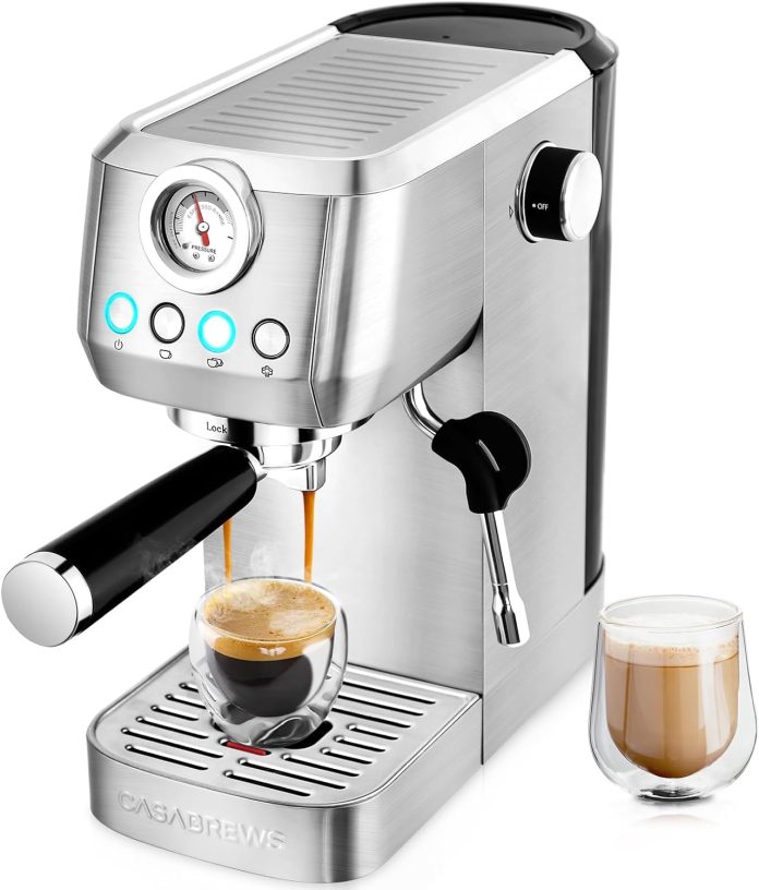 casabrews espresso machine 20 bar professional coffee maker with steam milk frother stainless steel coffee machine with