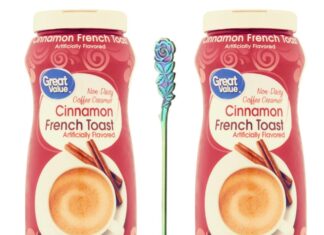 cinnamon french toast coffee creamer bundle with one 1 elegant eco friendly stainless steel long handle coffee stirrer 2