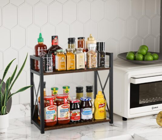 coffee bar accessories organizer spice rack organizer wooden kitchen counter shelf 2 tier coffee organizer station for c
