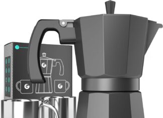 coffee gator moka pot 6 cup stovetop espresso maker classic italian and cuban coffee percolator w 2 stainless steel cups