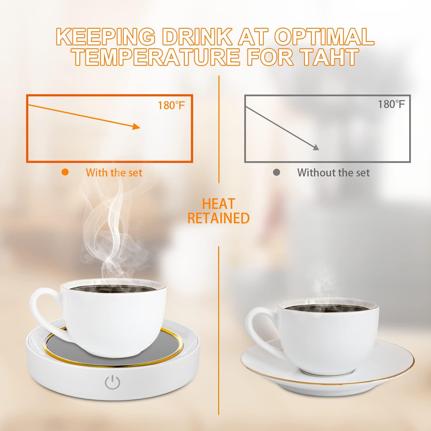 Coffee Mug Warmer, Coffee Warmer for Desk, with Auto Shut Off - 2 Temperature Setting with Light, Smart Coffee Warmer, Electric Beverage Warmer for Coffee, Hot Cocoa, Tea, Milk