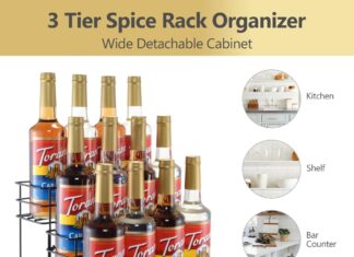 coffee syrup rack for coffee bar accessories fits with torani and monin syrup coffee bar organizer holds 4 bottles