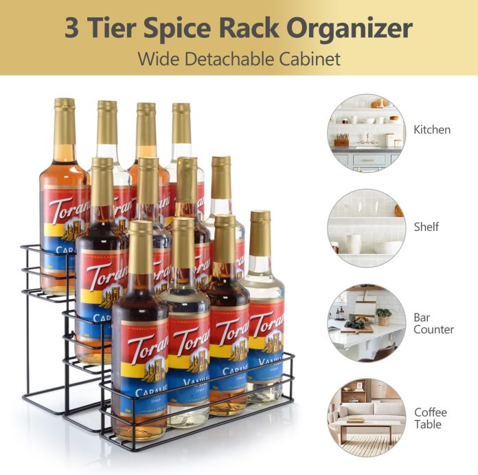 coffee syrup rack for coffee bar accessories fits with torani and monin syrup coffee bar organizer holds 4 bottles