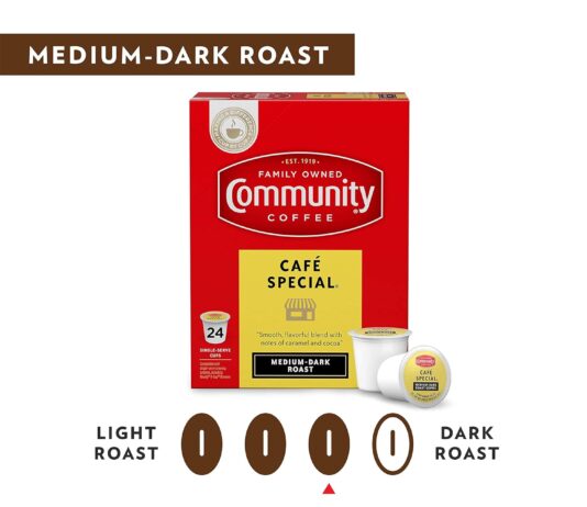 community coffee cafe special 36 count coffee pods medium dark roast compatible with keurig 20 k cup brewers