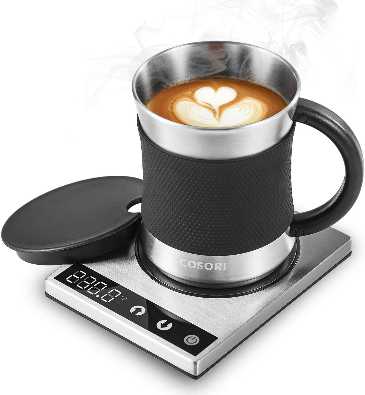 COSORI Coffee Mug Warmer  Mug Set for Desk, Cup Heater, Office  Christmas Gifts, 1°F Precise Temperature Control, Touch Tech  LCD Digital Display (77-194℉), 304 Stainless Steel, Silver/Black