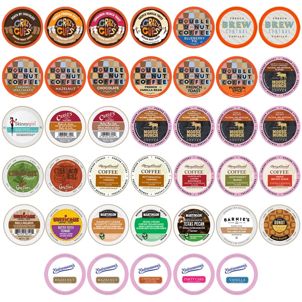 Crazy Cups Flavored Coffee Pods Variety Pack for Keurig K Cups Brewers, Assorted Flavored Coffee Sampler, 40 Count