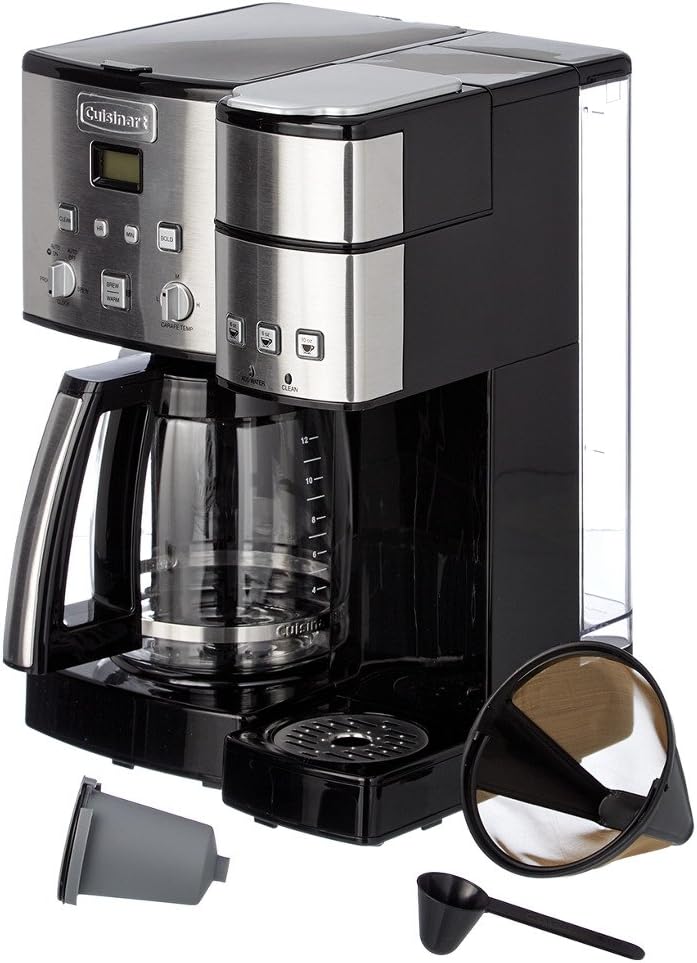 Cuisinart Coffee Maker,12 Cup with 3 Single-Size Brewers, 6, 8, 12 oz, Black/Stainless Steel, SS-15BKSP1