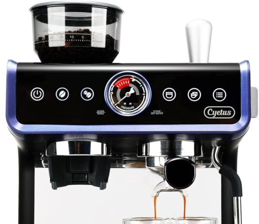 cyetus all in one espresso machine for home barista cyk7601 coffee grinder milk steam frother wand for espresso cappucci