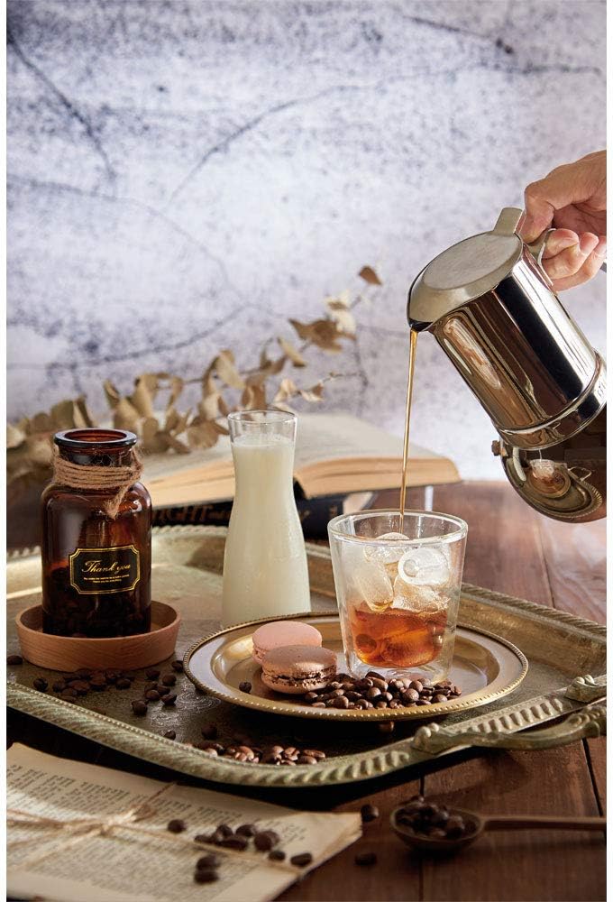 DÉBUT Stainless Steel Italian Espresso Coffee Maker Stovetop Moka Pot Greca Coffee Maker Latte Cappuccino Percolator, 6 Espresso Cup - 10 Oz