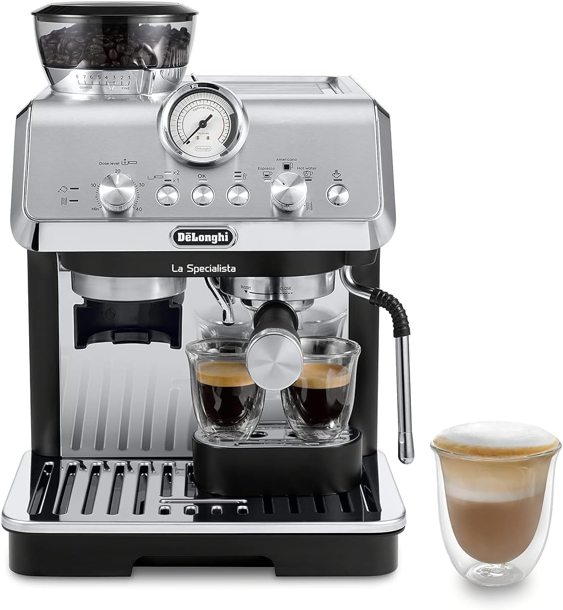 DeLonghi La Specialista Espresso Machine with Grinder, Milk Frother, 1450W, Barista Kit - Bean to Cup Coffee  Cappuccino Maker
