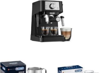 delonghi stilosa manual espresso machine latte cappuccino maker stainless steel milk frothing pitcher 12 ounce 350 ml dl