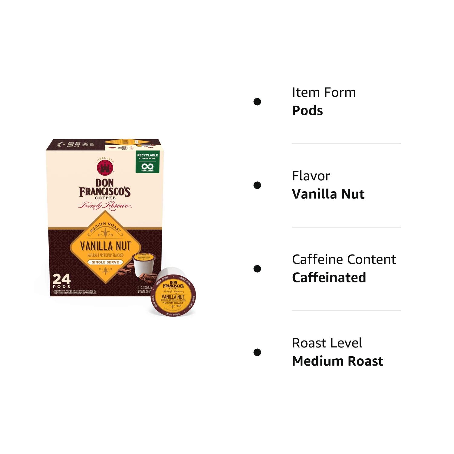 Don Franciscos Kona Blend Medium Roast Coffee Pods - 55 Count - Recyclable Single-Serve Coffee Pods, Compatible with your K- Cup Keurig Coffee Maker